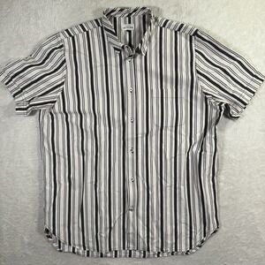 House of St. Clair Marrakech Shirt Large Cream Black Short Sleeve Japanese USA